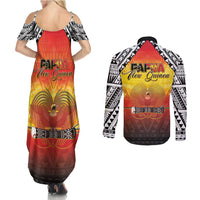 Papua New Guinea Independence Day Couples Matching Summer Maxi Dress and Long Sleeve Button Shirt One People One Nation One PNG LT05 - Polynesian Pride
