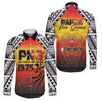 Papua New Guinea Independence Day Family Matching Off The Shoulder Long Sleeve Dress and Hawaiian Shirt One People One Nation One PNG LT05 Dad's Shirt - Long Sleeve Yellow - Polynesian Pride