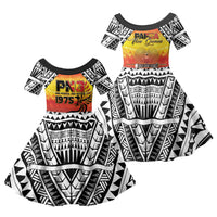 Papua New Guinea Independence Day Family Matching Off The Shoulder Long Sleeve Dress and Hawaiian Shirt One People One Nation One PNG LT05 Daughter's Dress Yellow - Polynesian Pride