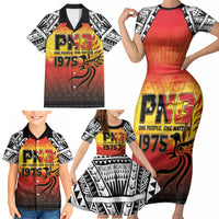 Papua New Guinea Independence Day Family Matching Short Sleeve Bodycon Dress and Hawaiian Shirt One People One Nation One PNG LT05 - Polynesian Pride