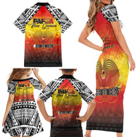 Papua New Guinea Independence Day Family Matching Short Sleeve Bodycon Dress and Hawaiian Shirt One People One Nation One PNG LT05 Mom's Dress Yellow - Polynesian Pride