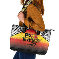 Papua New Guinea Independence Day Leather Tote Bag One People One Nation One PNG LT05 Yellow - Polynesian Pride