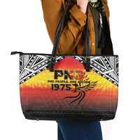 Papua New Guinea Independence Day Leather Tote Bag One People One Nation One PNG LT05 - Polynesian Pride