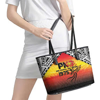 Papua New Guinea Independence Day Leather Tote Bag One People One Nation One PNG LT05 - Polynesian Pride