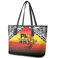 Papua New Guinea Independence Day Leather Tote Bag One People One Nation One PNG LT05 - Polynesian Pride