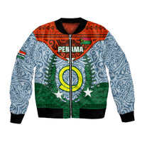 Vanuatu Penama Province Bomber Jacket Vanuatuan Coat Of Arms Polynesian Pattern LT05 Unisex Green - Polynesian Pride