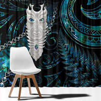 New Zealand Aotearoa Window Curtain Maori Tane Te Waiora Paua Shell Glitter Turquoise