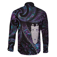 New Zealand Aotearoa Family Matching Off Shoulder Short Dress and Hawaiian Shirt Maori Tane Te Waiora Paua Shell Glitter Purple