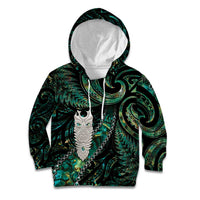 New Zealand Aotearoa Kid Hoodie Maori Tane Te Waiora Paua Shell Glitter Green