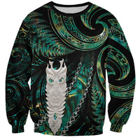 New Zealand Aotearoa Sweatshirt Maori Tane Te Waiora Paua Shell Glitter Green LT05 Unisex Green - Polynesian Pride