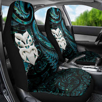 New Zealand Aotearoa Car Seat Cover Maori Wheku Paua Shell Glitter Turquoise