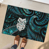 New Zealand Aotearoa Rubber Doormat Maori Wheku Paua Shell Glitter Turquoise LT05 - Polynesian Pride