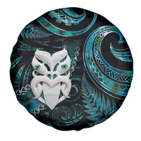 New Zealand Aotearoa Spare Tire Cover Maori Wheku Paua Shell Glitter Turquoise LT05 - Polynesian Pride