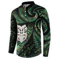 New Zealand Aotearoa Button Sweatshirt Maori Wheku Paua Shell Glitter Green LT05 - Polynesian Pride