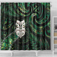 New Zealand Aotearoa Shower Curtain Maori Wheku Paua Shell Glitter Green