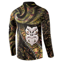 New Zealand Aotearoa Button Sweatshirt Maori Wheku Paua Shell Glitter Gold LT05 - Polynesian Pride
