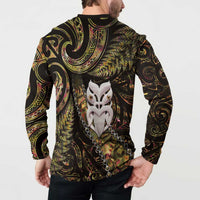 New Zealand Aotearoa Button Sweatshirt Maori Wheku Paua Shell Glitter Gold LT05 - Polynesian Pride