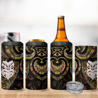 New Zealand Aotearoa 4 in 1 Can Cooler Tumbler Maori Wheku Paua Shell Glitter Gold