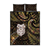 New Zealand Aotearoa Quilt Bed Set Maori Wheku Paua Shell Glitter Gold