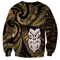 New Zealand Aotearoa Sweatshirt Maori Wheku Paua Shell Glitter Gold LT05 - Polynesian Pride