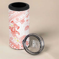 Polynesia Hammerhead Shark 4 in 1 Can Cooler Tumbler Tropical Flowers Tribal Pattern Peach