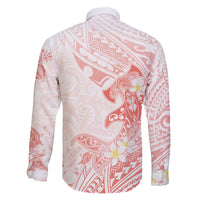 Polynesia Hammerhead Shark Family Matching Off Shoulder Short Dress and Hawaiian Shirt Tropical Flowers Tribal Pattern Peach