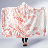 Polynesia Hammerhead Shark Hooded Blanket Tropical Flowers Tribal Pattern Peach LT05 One Size Peach - Polynesian Pride
