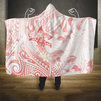 Polynesia Hammerhead Shark Hooded Blanket Tropical Flowers Tribal Pattern Peach LT05 - Polynesian Pride