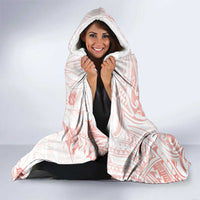 Polynesia Hammerhead Shark Hooded Blanket Tropical Flowers Tribal Pattern Peach LT05 - Polynesian Pride