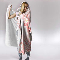 Polynesia Hammerhead Shark Hooded Blanket Tropical Flowers Tribal Pattern Peach LT05 - Polynesian Pride