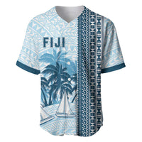 Custom Fiji Regatta Baseball Jersey Palm Tree Tapa Pattern - Polynesian Pride