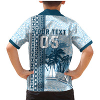 Custom Fiji Regatta Family Matching Mermaid Dress and Hawaiian Shirt Palm Tree Tapa Pattern - Polynesian Pride