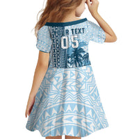 Custom Fiji Regatta Family Matching Short Sleeve Bodycon Dress and Hawaiian Shirt Palm Tree Tapa Pattern - Polynesian Pride