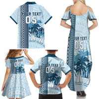 Custom Fiji Regatta Family Matching Summer Maxi Dress and Hawaiian Shirt Palm Tree Tapa Pattern - Polynesian Pride