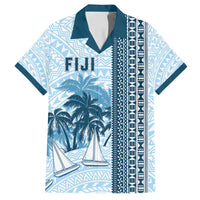 Custom Fiji Regatta Family Matching Summer Maxi Dress and Hawaiian Shirt Palm Tree Tapa Pattern - Polynesian Pride