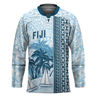 Custom Fiji Regatta Hockey Jersey Palm Tree Tapa Pattern - Polynesian Pride