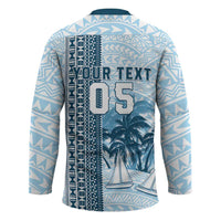 Custom Fiji Regatta Hockey Jersey Palm Tree Tapa Pattern - Polynesian Pride