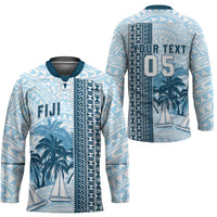 Custom Fiji Regatta Hockey Jersey Palm Tree Tapa Pattern - Polynesian Pride