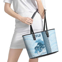 Fiji Regatta Leather Tote Bag Palm Tree Tapa Pattern - Polynesian Pride