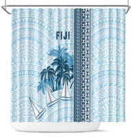 Fiji Regatta Shower Curtain Palm Tree Tapa Pattern - Polynesian Pride