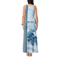Custom Fiji Regatta Tank Maxi Dress Palm Tree Tapa Pattern - Polynesian Pride