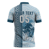 Custom Fiji Regatta Zipper Polo Shirt Palm Tree Tapa Pattern - Polynesian Pride