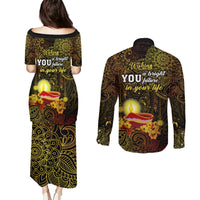 Happy Diwali Festival Couples Matching Puletasi Dress and Long Sleeve Button Shirts Diya Lamp Hibiscus Polynesian Pattern LT05 - Polynesian Pride