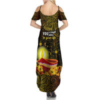 Happy Diwali Festival Summer Maxi Dress Diya Lamp Hibiscus Polynesian Pattern LT05 - Polynesian Pride