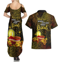Personalized Happy Diwali Festival Couples Matching Summer Maxi Dress and Hawaiian Shirt Diya Lamp Hibiscus Polynesian Pattern LT05 - Polynesian Pride