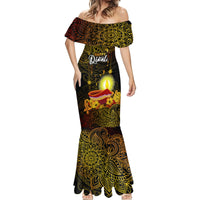 Personalized Happy Diwali Festival Mermaid Dress Diya Lamp Hibiscus Polynesian Pattern LT05 - Polynesian Pride