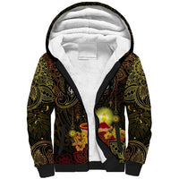 Personalized Happy Diwali Festival Sherpa Hoodie Diya Lamp Hibiscus Polynesian Pattern LT05 Unisex Yellow - Polynesian Pride