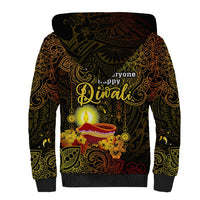 Personalized Happy Diwali Festival Sherpa Hoodie Diya Lamp Hibiscus Polynesian Pattern LT05 - Polynesian Pride