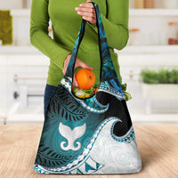 Aotearoa New Zealand Grocery Bag Maori Wera Paua Shell Teal Glitter