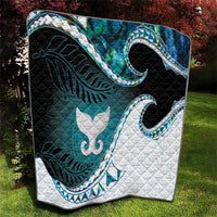 Aotearoa New Zealand Quilt Maori Wera Paua Shell Teal Glitter LT05 - Polynesian Pride